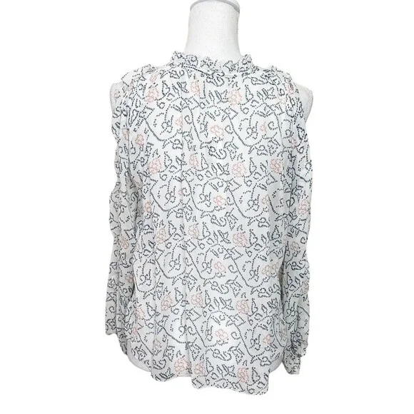 Ulla Johnson New Dunia Silk Blouse Women’s Size 0 Cold Shoulder Floral Ruffle